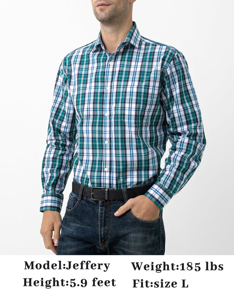 Double Pump Mens Button Down Shirts Cotton Long Sleeve Shirts Regular Fit (SL03A,XXL) - Image 4